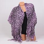 Виолетов дамски шал с леопардов принт