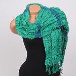 Зелен дамски шал със сребристо ламе