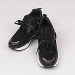 Черни дамски спортни обувки на платформа с връзки