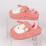 Оранжево-розови детски пухкави пантофки с овчица