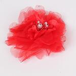 Червено тюлено декоративно цвете с перли