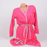 Наситено розов халат и нощница за бременни и кърмачки с щъркел