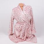 Плюшен макси халат в цвят розова пудра с медно-златисти сърца