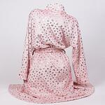 Плюшен макси халат в цвят розова пудра с медно-златисти сърца