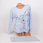 Синя дамска пижама със зайче