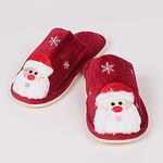 Коледни дамски пантофи в цвят бордо - Дядо Коледа