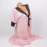 Розов халат и нощница за бременни с черна дантела