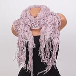 Плетен дамски шал  в светло виолетово с ламе