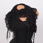 Черен плетен дамски шал с ламе