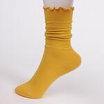 Памучни дамски чорапи в цвят горчица