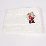 Бяла памучна коледна кърпа - Дядо Коледа
