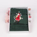Зелена коледна хавлиена кърпа - Дядо Коледа