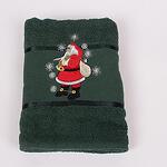 Зелена коледна хавлиена кърпа - Дядо Коледа