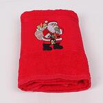 Червена коледна хавлиена кърпа - Дядо Коледа