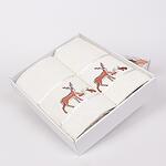 Коледни хавлиени кърпи в цвят ванилия с еленче - 2 броя