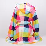 Поларен макси дамски халат в свежи цветове и качулка