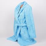 Дамски халат от софт в син тюркоаз с качулка и бухалче