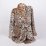 Кафяв дамски халат от софт с леопардов принт