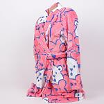 Розов дамски халат от софт с мечета