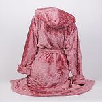Дамски макси пухкав халат в цвят пепел от рози с флорален десен и качулка