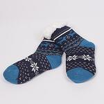 Тъмно сини детски пухкави чорапки с еленчета