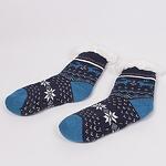 Тъмно сини детски пухкави чорапки с еленчета