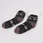 Черни детски пухкави чорапки с еленчета