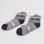 Сиви детски пухкави чорапки с еленчета