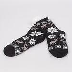 Коледни черни дамски чорапи с еленчета и снежинки