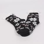 Коледни черни дамски чорапи с еленчета и снежинки