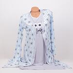 Халат и пижама за бременни и родилки в сив и син цвят с маргаритки