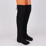 Черни дамски фигурални 7/8 плетени чорапи с помпони