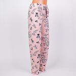 Дамски поларен панталон-пижама в цвят праскова с цветя и Мини Маус