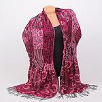 Розов дамски шал с геометричен и флорален десен