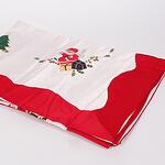 Бяла коледна покривка с червен кант и 12 броя салфетки Дядо Коледа 180/260