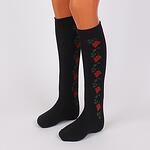 Черни дамски 3/4  чорапи с розички