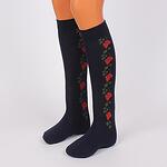 Тъмносини дамски 3/4 чорапи с розички