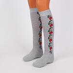 Сиви дамски 3/4 чорапи с розички