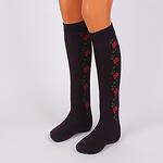 Тъмно кафяви дамски 3/4 чорапи с розички