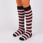 Дамски 3/4 чорапи на райе в бял, черен, червен и сив цвят