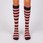 Дамски 3/4 чорапи на райе в бял, кафяв, червен и бежов цвят