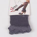 Сиви дамски 3/4 чорапи с флорален десен без пръсти