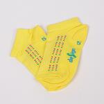Жълти детски къси чорапи терлик с цветни точки
