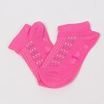 Розови детски къси чорапи терлик с цветни точки