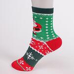 Коледен сет дамски чорапи в червено и зелено с  Дядо Коледа, Снежко и еленчета