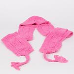 Розов плетен дамски шал с шапка