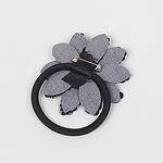 Черен ластик за коса цвете с пайети