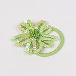 Зелен ластик за коса цвете с пайети