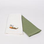 Кухненски кърпи в бял и зелен цвят - Маслини