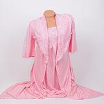 Розов халат и нощница за бременни и кърмачки с дантела